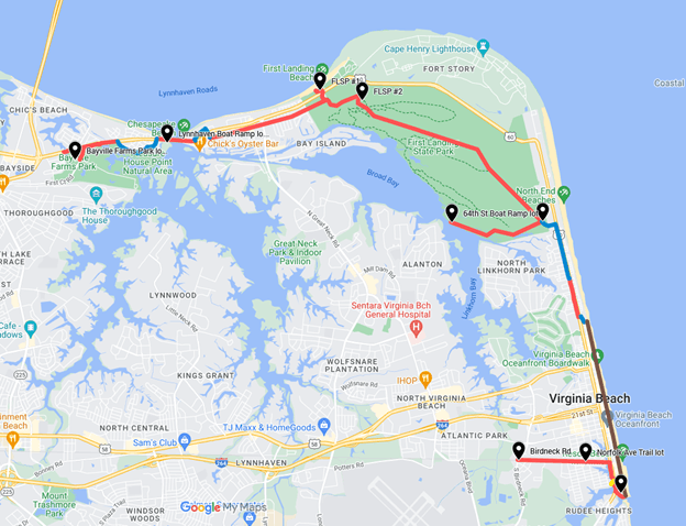 Map of Bay to Ocean in Virginia Beach