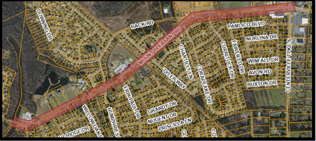 Aerial Map of Chesapeke-Mount Pleasant Road Widening Phase 2